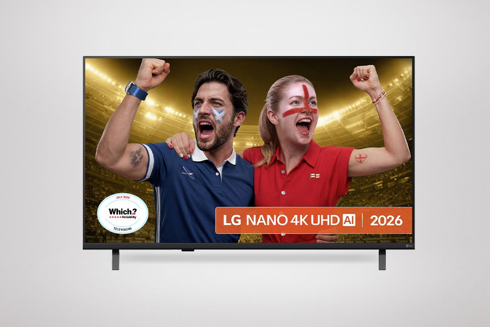A LG 85 Inch 85NU8E0B3LA Smart 4K UHD HDR Nano AI TV.
